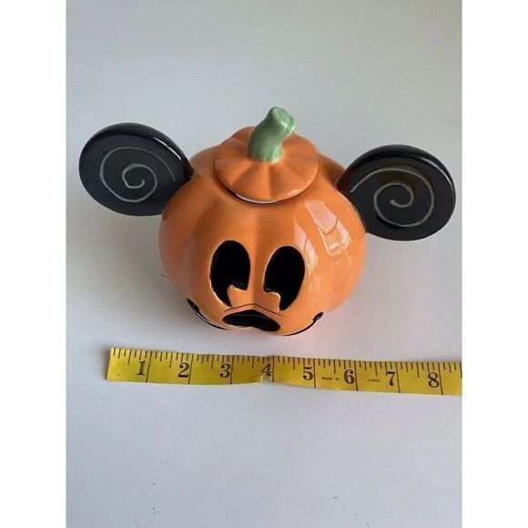 DISNEY Mickey Mouse HALLOWEEN Pumpkin Votive Candle Holder Tea Light Ceramic NEW - Picture 6 of 9